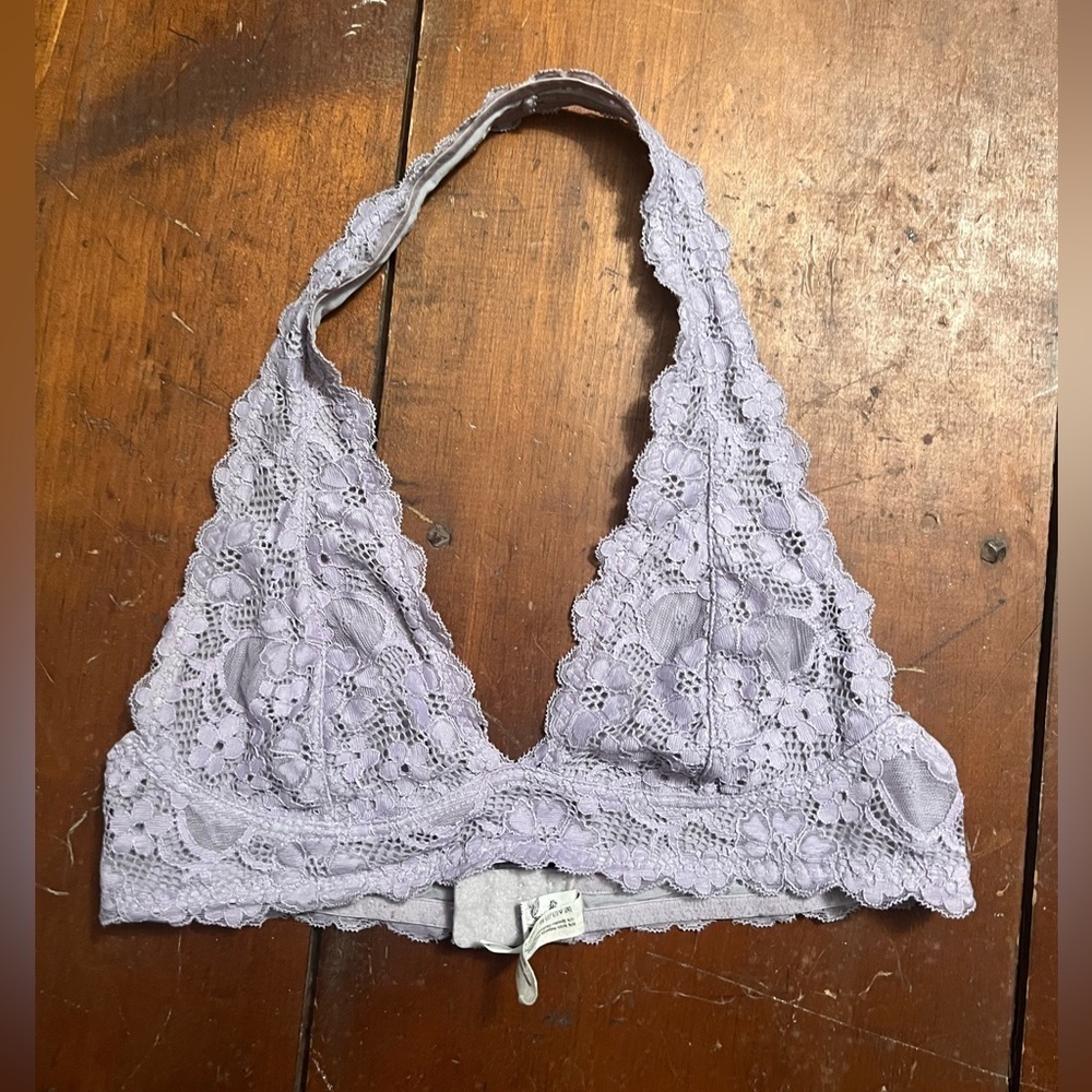 Free People Bralette medium lilac purple lace back snap